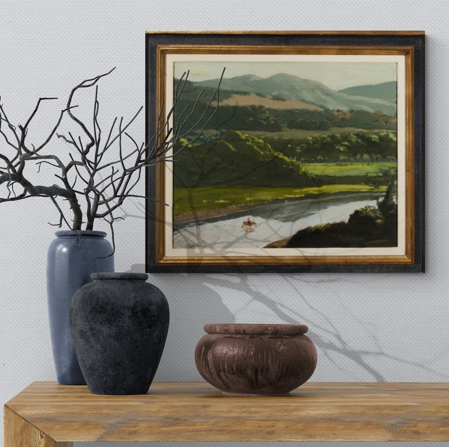 Geoffrey Lewis 'River Crossing' Landscape Painting