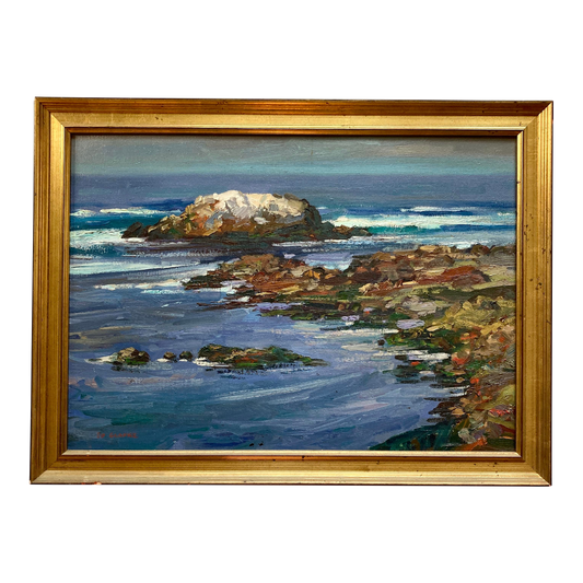 Edward Glafke 'Bird Rock' Impressionist Seascape Painting