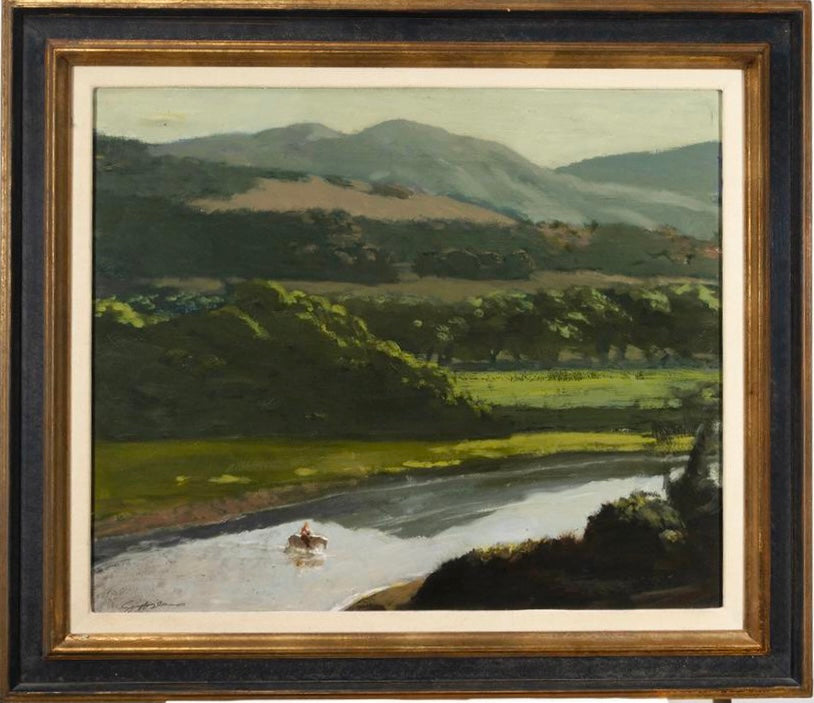 Geoffrey Lewis 'River Crossing' Landscape Painting