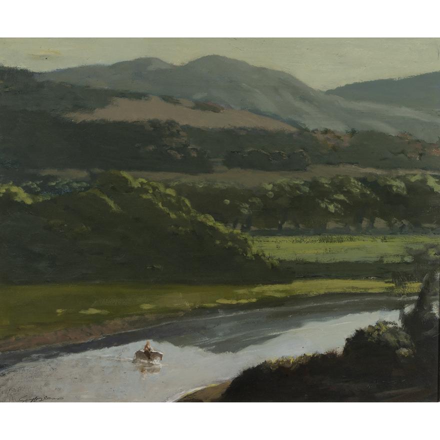 Geoffrey Lewis 'River Crossing' Landscape Painting
