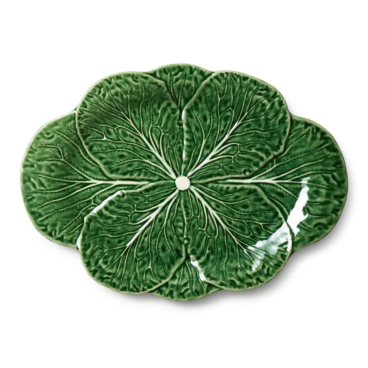 Majolica Style Cabbage Form Oval Serving Platter